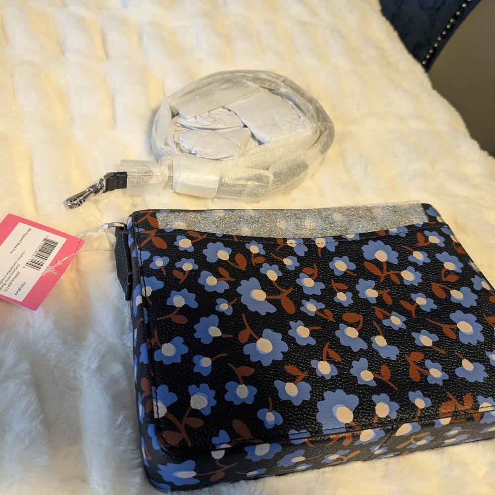 Kate Spade Black and Blue Floral Shoulder Bag